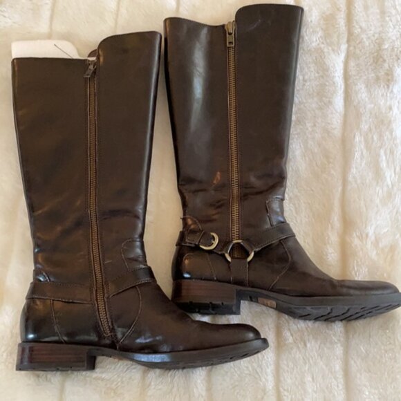 Born Hagene Tall Dark Brown Leather Heeled Boots Size 8M | EUC - Picture 4 of 8